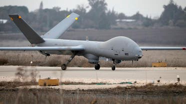 An Israeli Hermes 900 unmanned plane gets ready to fly near Israeli-Syrian border. (File photo: AFP)