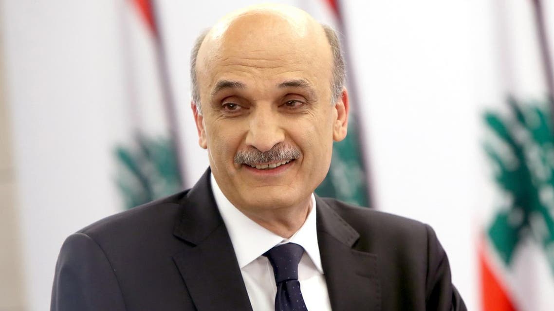 A handout picture distributed by Lebanon's leading anti-Damascus Christian party Samir Geagea's press office on April 24, 2014 shows him during the broadcast of a special political show by