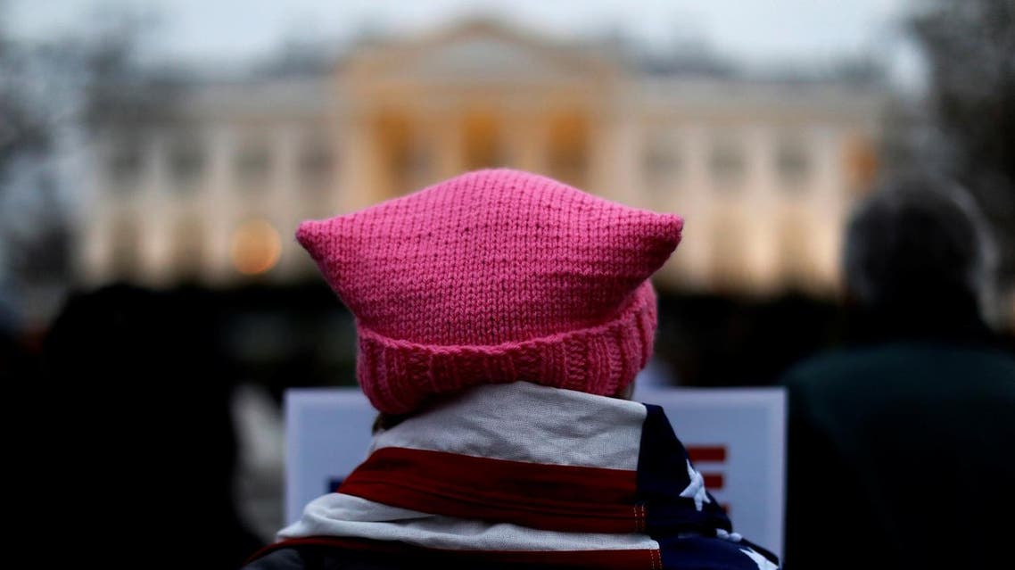 Demonstrators rally against the Trump administration’s new ban against travelers from six Muslim-majority nations, outside of the White House in Washington on March 6, 2017. (Reuters)