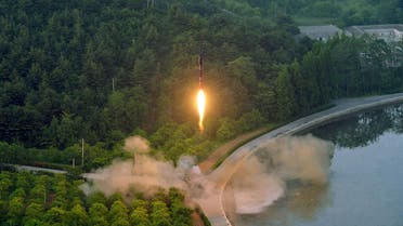 This undated photo released by North Korea's official Korean Central News Agency (KCNA) on May 30, 2017 shows a test-fire of a ballistic missile at an undisclosed location in North Korea.  STR / KCNA via KNS / AFP