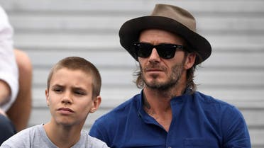 Tennis - Aegon Championships - Queen’s Club, London, Britain - June 22, 2017 David Beckham and son Romeo watch the second round match between Australia's Jordan Thompson and USA's Sam Querrey Action Images via Reuters/Tony O'Brien