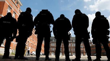 Members of Belgian police special units in Brussels on Tuesday. (Reuters)