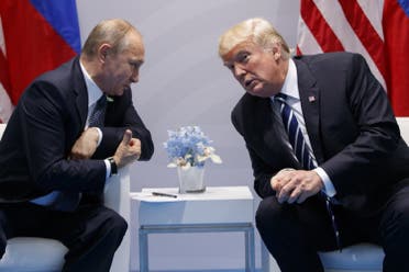 us President Donald Trump speaks during a meeting with Russian President Vladimir Putin at the G20 Summit in Hamburg on July 7, 2017. (AP)