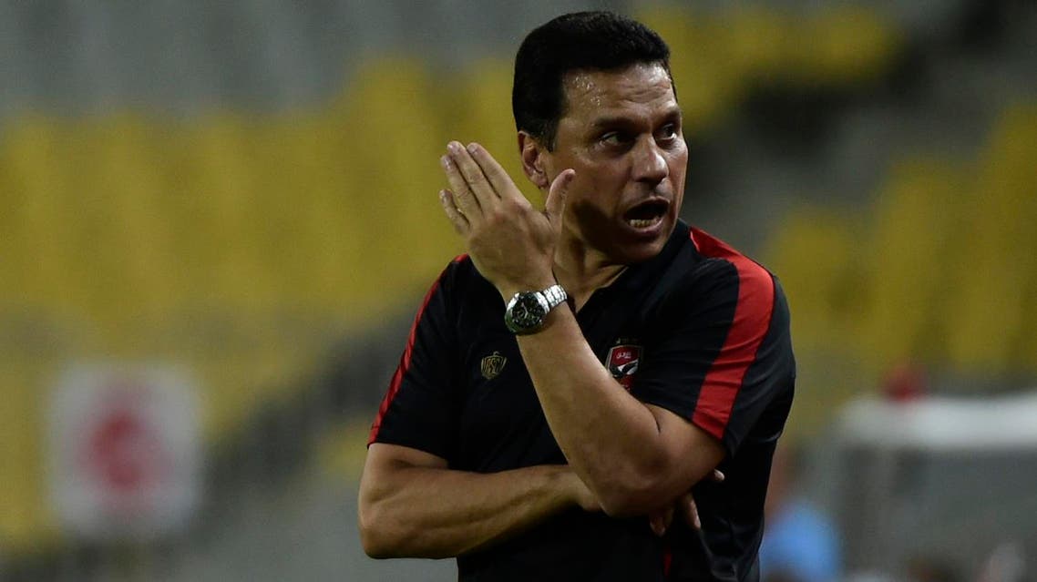 Hossam el-Badry reacts during African Champions League group stage football match with Cameroon’s Cotonsport, at Borg el-Arab Stadium near Alexandria on July 8, 2017. (AFP)