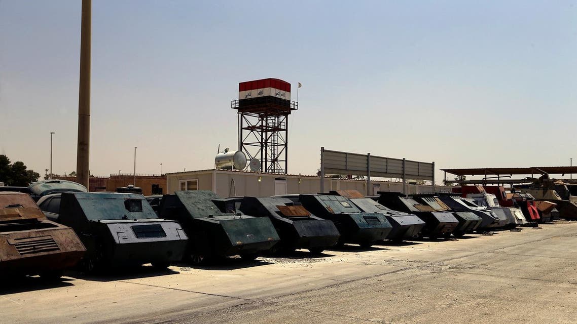 Vehicles used for suicide car bombings, made by Islamic State militants, are seen at Federal Police Headquarters after being confiscated in Mosul, Iraq July 13, 2017. (Reuters)