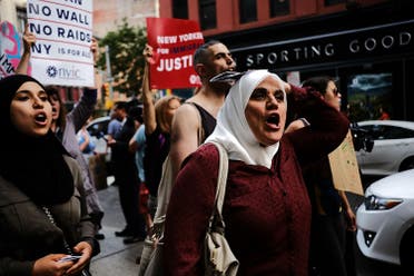 Recent Immigrants join activists for an evening protest in Manhattan hours before a revised version of President Donald Trump’s travel ban that was approved by the Supreme Court is to take effect on June 29, 2017 in New York City. (AFP)