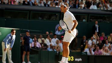 Tennis - Wimbledon - London, Britain - July 12, 2017 Switzerland’s Roger Federer celebrates winning the quarter final match against Canada’s Milos Raonic. (Reuters)