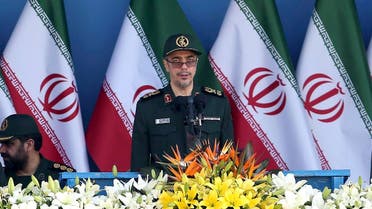 Chief of Staff of Iran's Armed Forces, General Mohammad Hossein Bagheri delivers a speech during a military parade marking the 36th anniversary of Iraq's 1980 invasion of Iran. (AP)