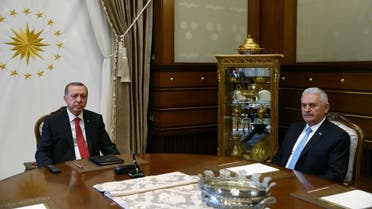 Turkish President Tayyip Erdogan meets with Prime Minister Binali Yildirim in Ankara on July 19, 2017. (Reuters)