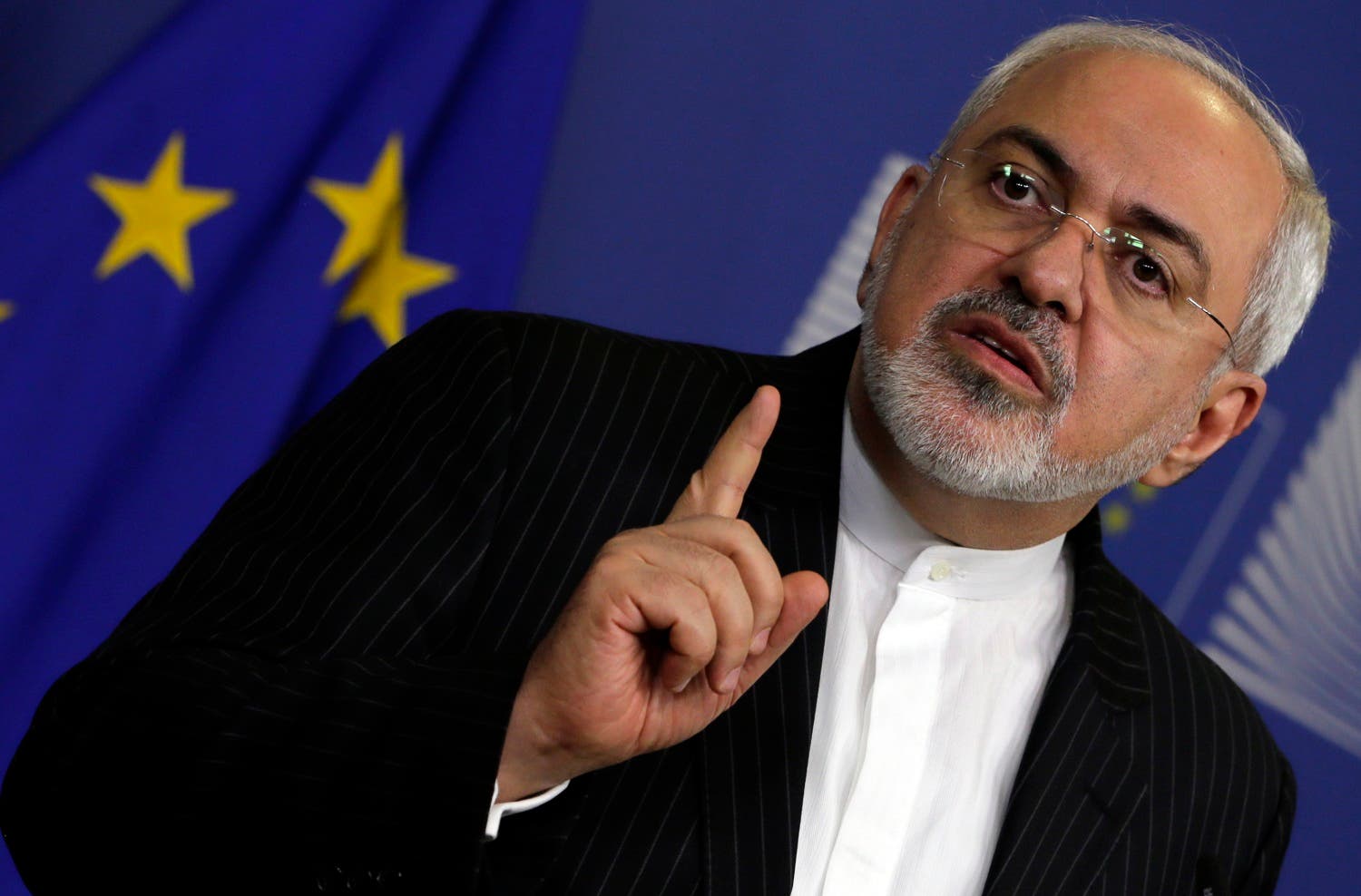 Iranian Foreign Minister Mohammad Jawad Zarif speaks during a media conference at EU headquarters in Brussels on Monday, Feb. 15, 2016. (AP)