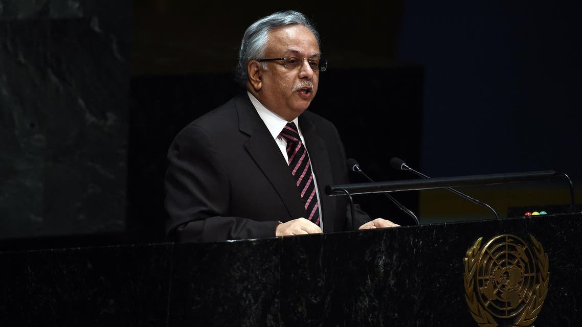 Abdallah Al-Mouallimi speaks at the UN headquarters on January 22. (File photo: AFP)