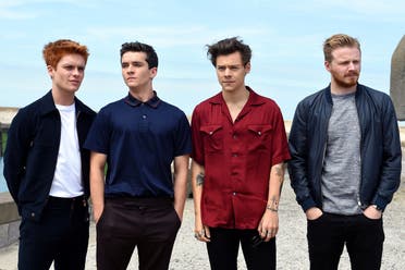  (From L) British actor Tom Glynn-Carney, British actor Fionn Whitehead, British singer, songwriter and actor Harry Styles and British actor Jack Lowden pose during a photo-call before Dunkirk’s release. (AFP)