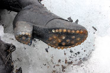 This handout picture released on July 19, 2017 by the Swiss Police of Canton Valais shows the remains of a couple found preserved in a receding glacier, near Les Diablerets. (AFP)