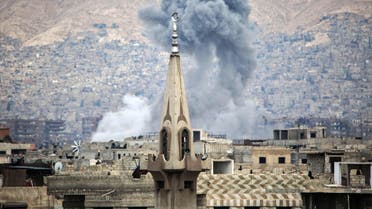 Smoke billows following a reported air strike in the rebel-held parts of the Jobar district, on the eastern outskirts of the Syrian capital Damascus, on June 21, 2017. afp