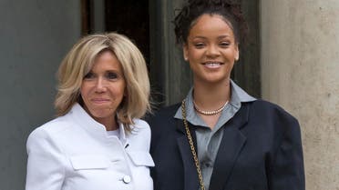 Brigitte Macron, left, the wife of French President Emmanuel Macron welcomes Singer Rihanna at the Elysee Palace to meet French President Emmanuel Macron in Paris, France, Wednesday, July 26, 2017.(AP)