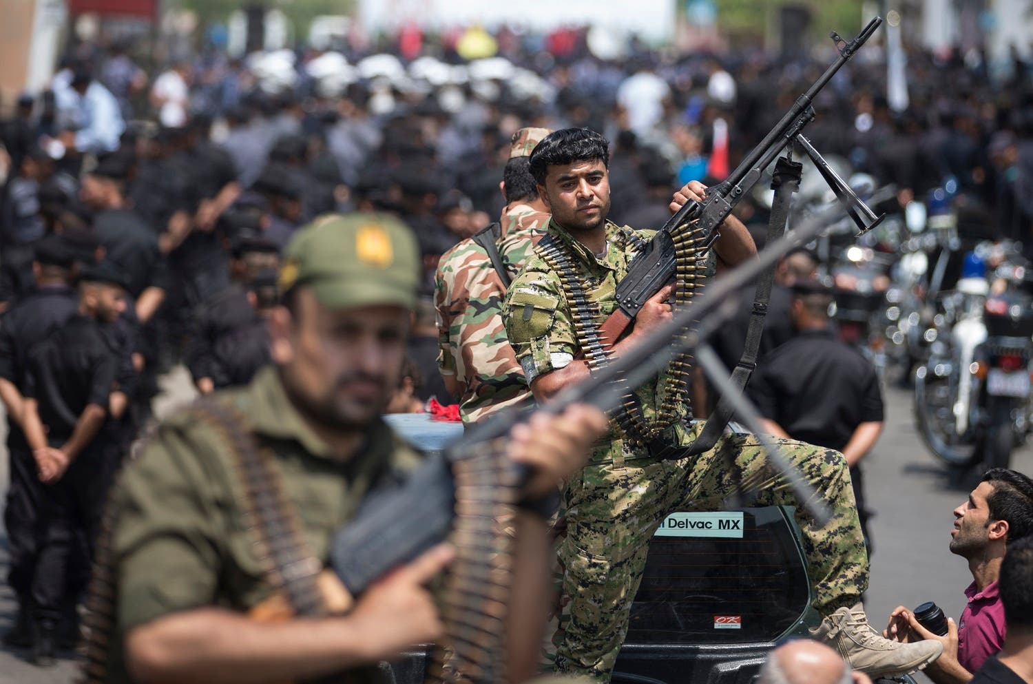 Members of Palestinian forces loyal to Hamas take part in a military parade in Gaza City on July 26, 2017. (AFP)