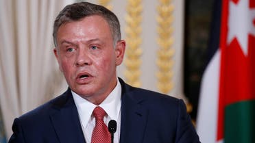 Jordan’s King Abdullah attend a joint news conference following a meeting with the French president at the Elysee Palace in Paris on June 19, 2017. (Reuters)