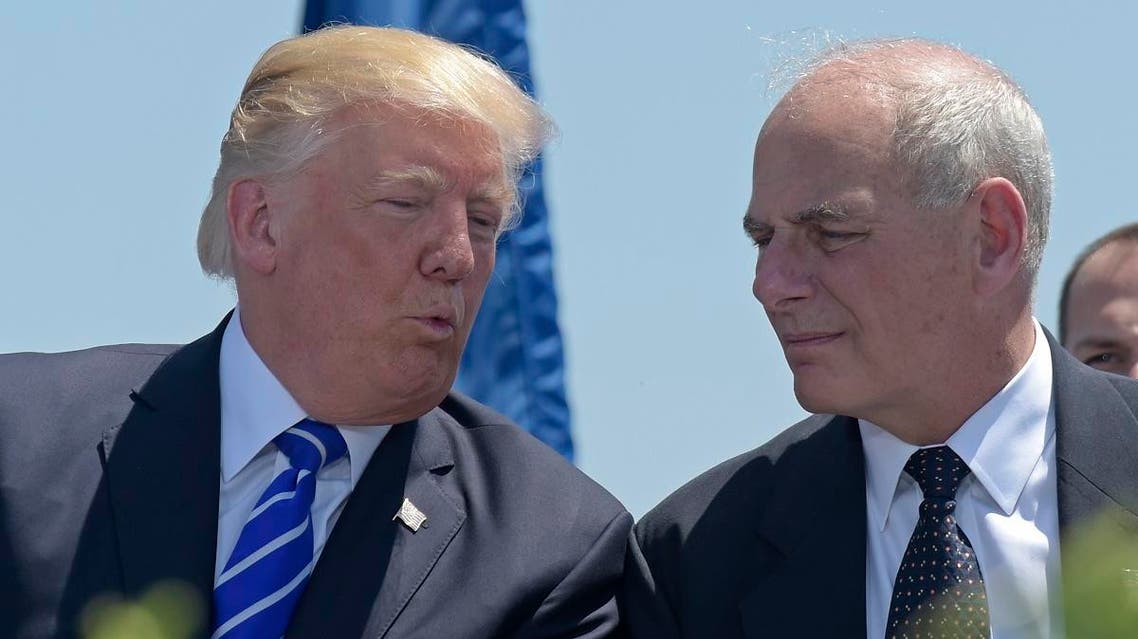 In this May 17, 2017, file photo, President Donald Trump talks with Homeland Security Secretary John Kelly during commencement exercises at the U.S. Coast Guard Academy in New London, Conn. (AP)