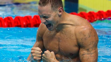 Caeleb Remel Dressel of the US reacts after winning the race. (Reuters)