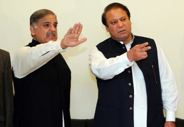 This file photo taken on February 25, 2009 shows Nawaz Sharif with his brother Shahbaz Sharif in Lahore. (AFP)