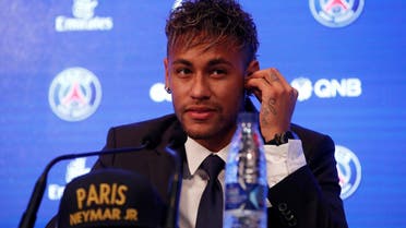  New Paris Saint-Germain signing Neymar Jr during a press conference. (Reuters)