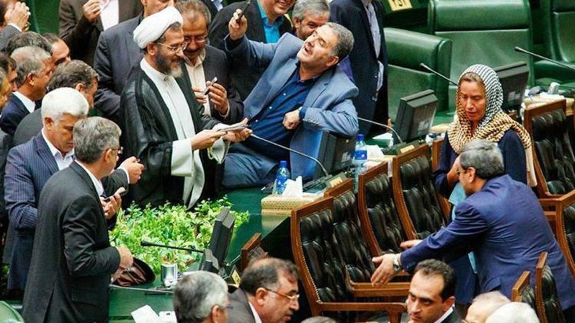 European foreign policy chief Federica Mogherini attends swearing-in ceremony for Iranian president Hassan Rouhani at parliament in Tehran, Iran, August 5, 2017. (Twitter)