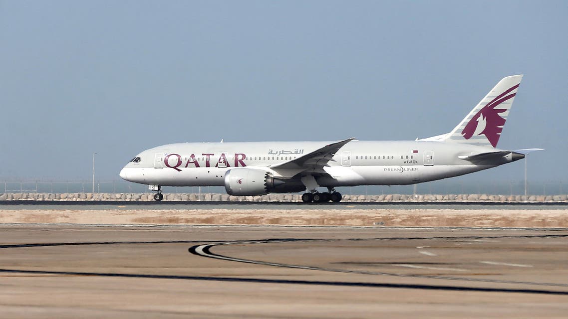 This file photo taken on July 20, 2017 shows a Qatar Airways plane taking-off from the Hamad International Airport in Doha. (AFP)