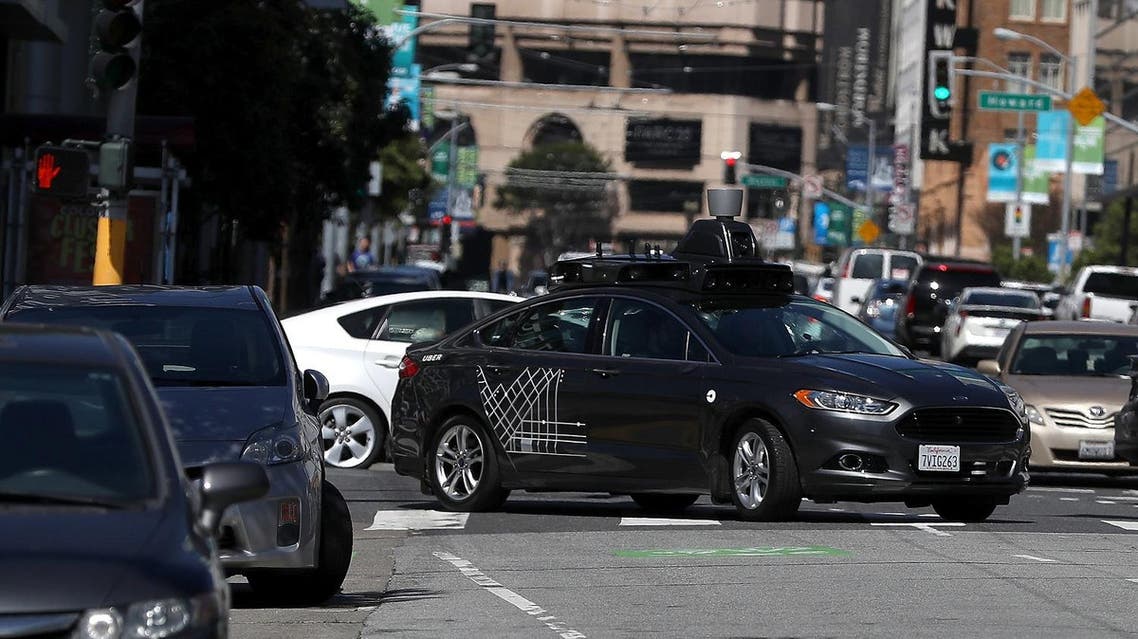 An Uber self-driving car drives down 5th Street on March 28, 2017 in San Francisco. (AFP)