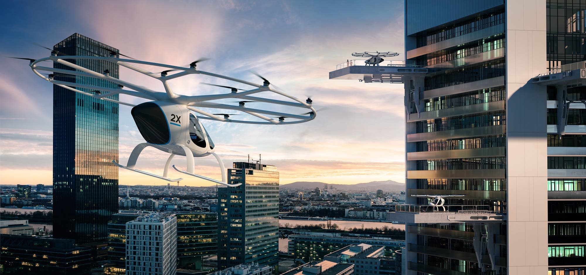 The Volocopter will be power4d by clean electricity. (Courtesy: Volocopter)