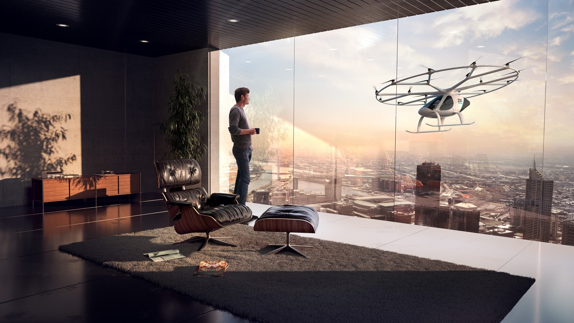 The autonomous air taxi will have a reduuced noise system. (Courtesy: Volocopter)