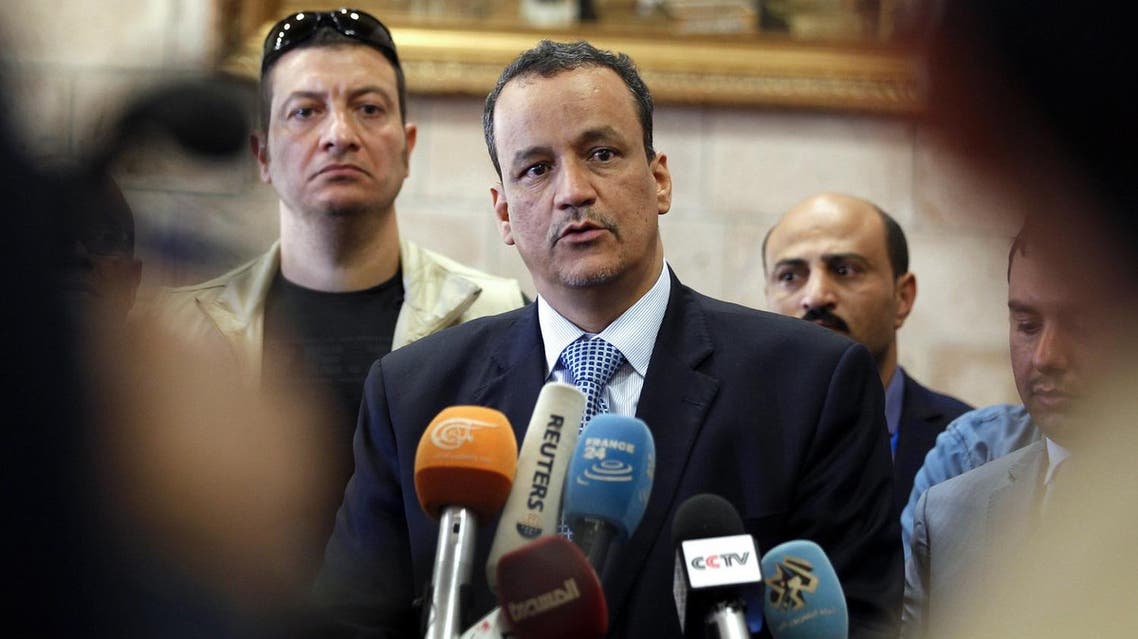 The United Nations Special Envoy to Yemen Ismail Ould Cheikh Ahmed speaks to the press upon his arrival at Sanaa international airport on May 22, 2017. AFP