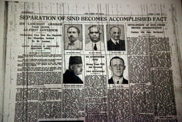 An old newspaper clipping from the Times of India before the division of British India, hangs on the wall of the Partition Museum. (AP)
