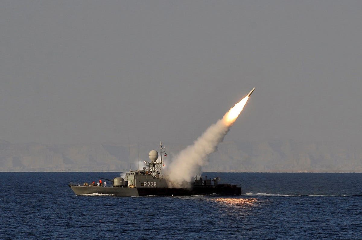 Iranian Navy ship during exercises at the Gulf of Oman in 2012 (AP)