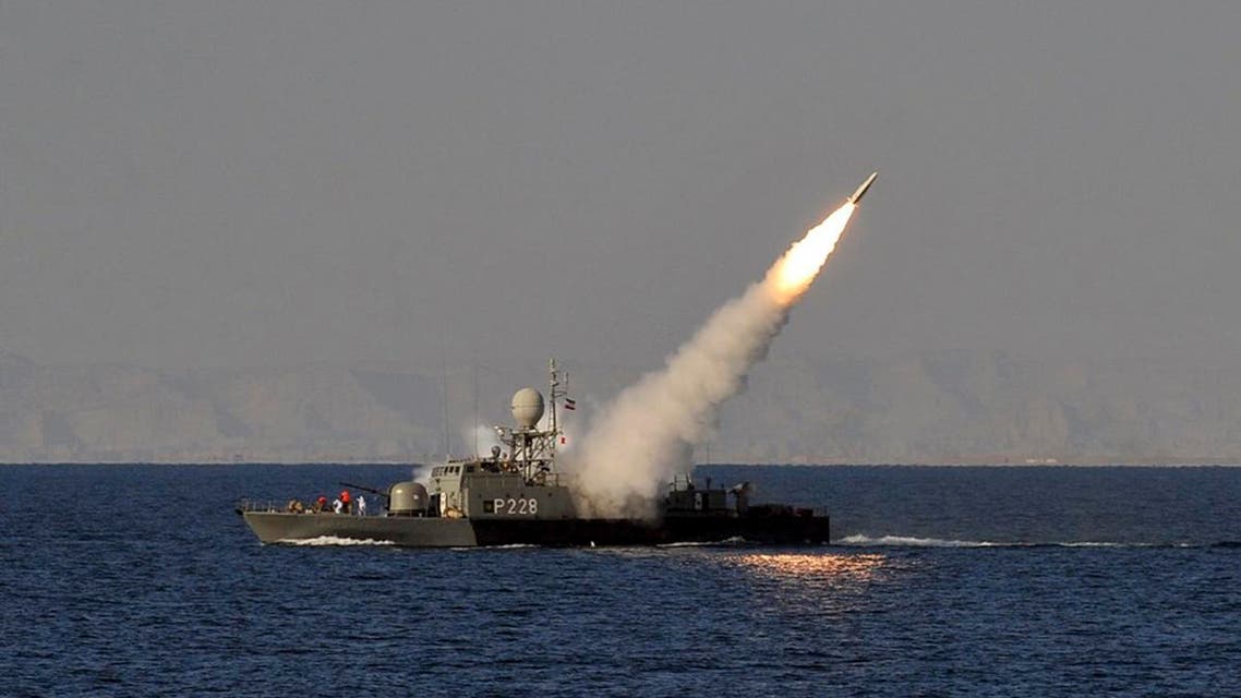Iranian Navy ship during exercises at the Gulf of Oman in 2012 (AP)