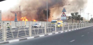 Dubai Civil Defense puts put out fire at Jumeirah construction site. (Dubai Media office)