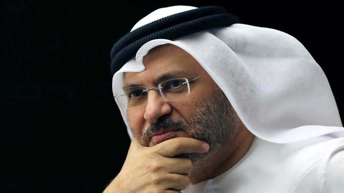 Anwar Gargash, UAE Minister of State for Foreign Affairs talks to the media during a press conference in Dubai, United Arab Emirates, Saturday, June 24, 2017. (AP)