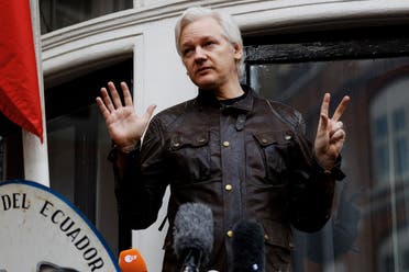 WikiLeaks founder Julian Assange is seen on the balcony of the Ecuadorian Embassy in London, Britain, May 19, 2017. (Reuters)