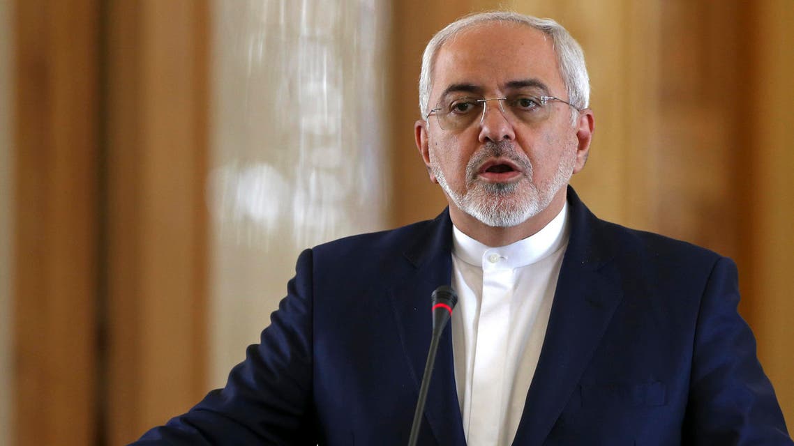 Iranian Foreign Minister Mohammad Javad Zarif speaks at a joint press conference with his French counterpart Jean-Marc Ayrault, in Tehran, Iran, Tuesday, Jan. 31, 2017. (A{)