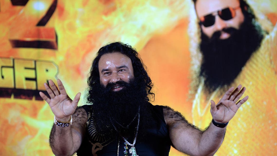 File photo taken on September 8, 2015 shows Gurmeet Ram Rahim Singh launching the score for his film in Mumbai. (AFP)