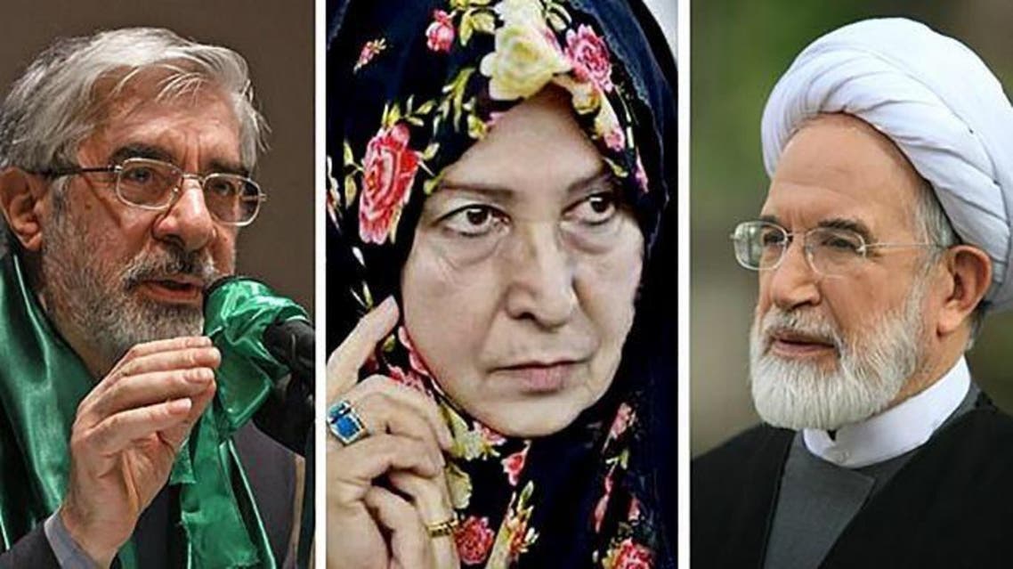 مهدي كروبي ومير حسين موسوي وزوجته زهراء رهنورد