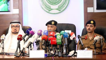 Saudi Interior Ministry's spokesman Mansur al-Turki (C) speaks during a press conference in Mina near the holy city of Mecca on August 29, 2017. (AFP)