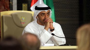 UAE's Minister of Foreign Affairs Abdullah bin Zayed Al-Nahyan looks on during a press conference with his Russia's counterpart during a press conference in Abu Dhabi on August 29, 2017. (AFP)