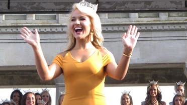 This Aug. 30, 2017 photo shows Miss America, Savvy Shields, during a welcoming ceremony in Atlantic City for contestants hoping to succeed her (AP)