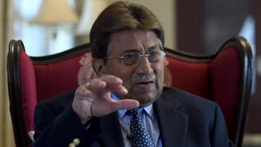 To go with Pakistan-unrest-politics-Afghanistan-India,INTERVIEW by Guillaume LAVALLÉE In this photograph taken November 14, 2014, Pakistan's former military ruler General Pervez Musharraf gestures during an interview with AFP in Karachi. The departure of NATO combat forces fr afp