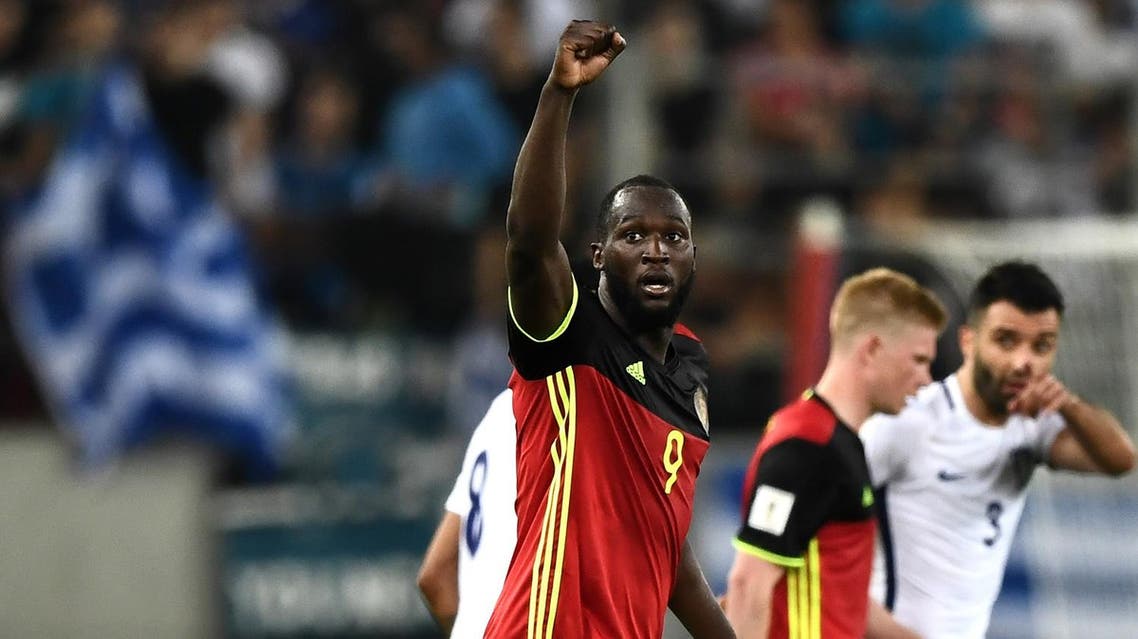 Belgium's Romelu Lukaku celebrates after scoring during their Group H 2018 FIFA World Cup qualifying football match between Greece and Belgium at The Georgios Karaiskakis Stadium in Piraeus near Athens on September 3, 2017. (AFP)