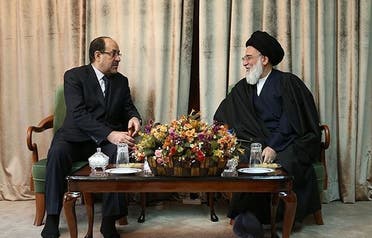 محمود هاشمی شاهرودی رئیس مجمع تشخیص مصلحت نظام ایران و نوری المالکی نخست وزیر سابق عراق