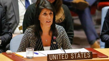 Nikki Haley speaks at the UN Security Council emergency meeting over North Korea’s missile launch on August 29, 2017 at UN Headquarters in New York. (AFP)