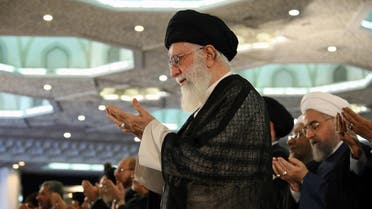 Iranian Supreme Leader Ayatollah Ali Khamenei leading the Eid al-Fitr prayers at the Imam Khomeini grand mosque in Tehran on June 26, 2017. (AFP)