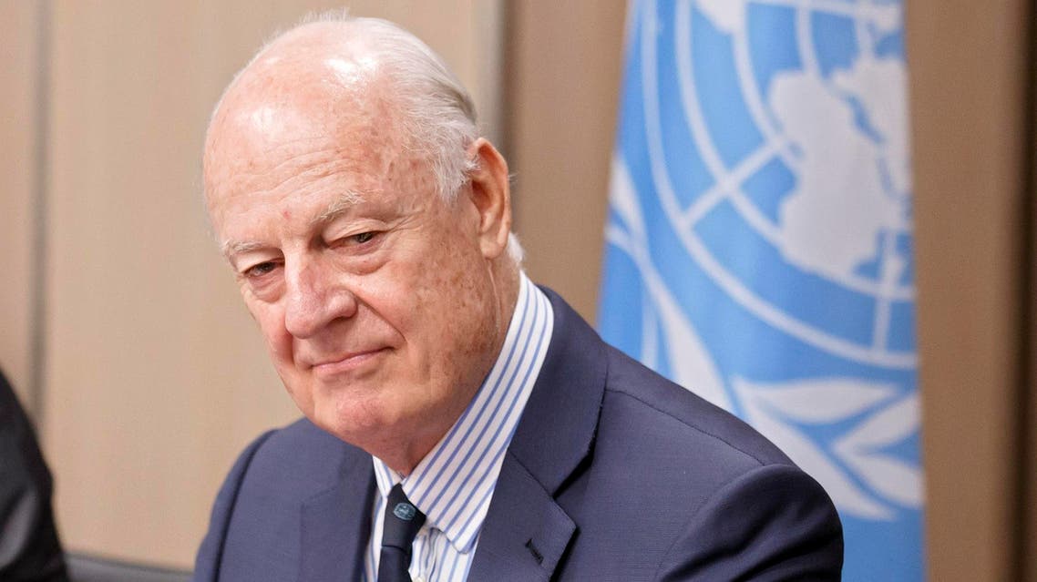 Staffan de Mistura during the Intra Syria talks, at the European headquarters of the United Nations in Geneva, on July 10, 2017. (AFP)