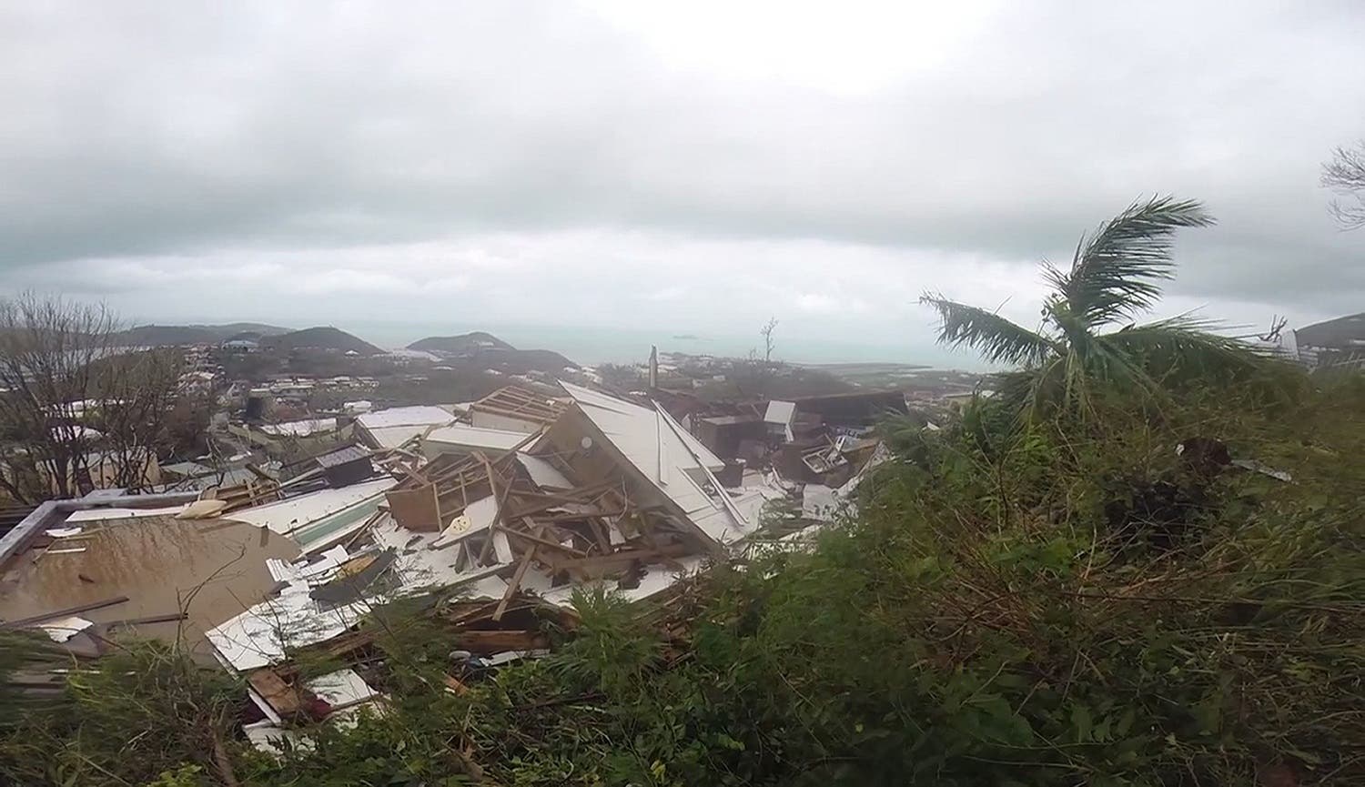 This image made from video shows several damaged houses by Hurricane Irma in St. Thomas, US Virgin Islands, on Thursday, Sept. 7, 2017. (AP)